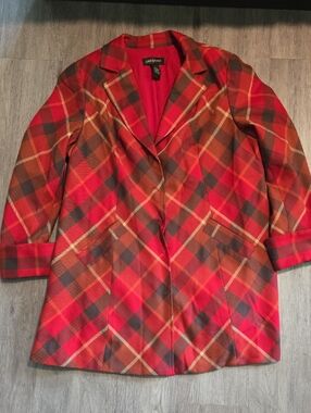Lane Bryant Red and Brown Plaid Blazer